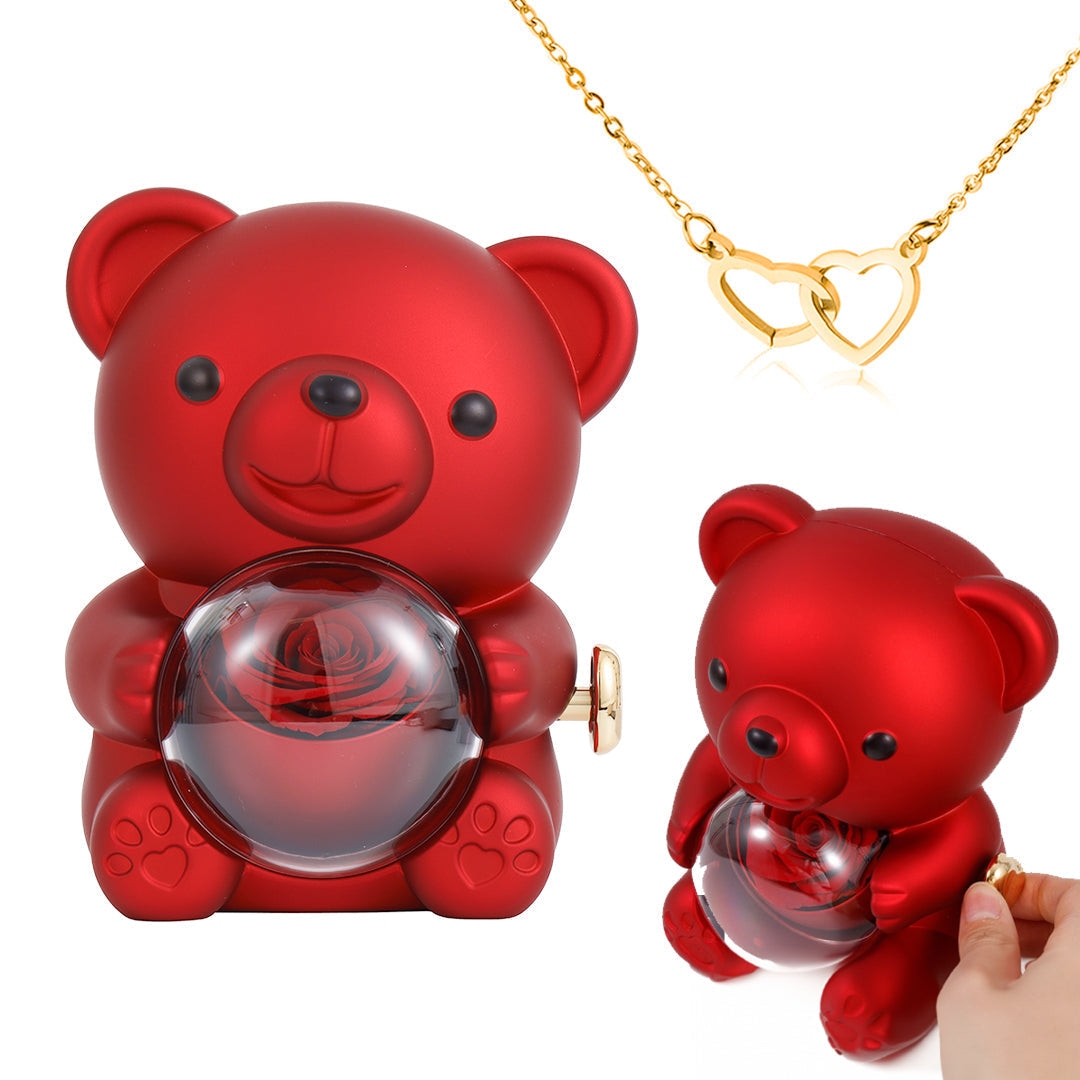 Collar Doble Corazón -Oso Amoroso
