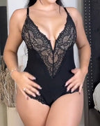 Divine® - Body tanga sexy de encaje con escote en V y espalda descubierta