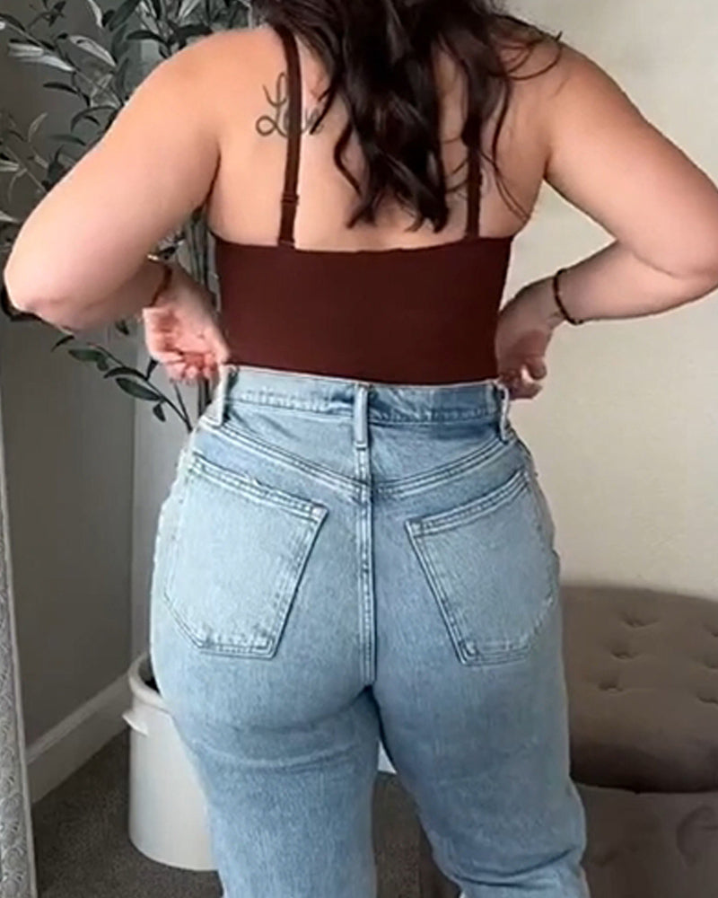 Divine® - Body tanga sexy de encaje con escote en V y espalda descubierta