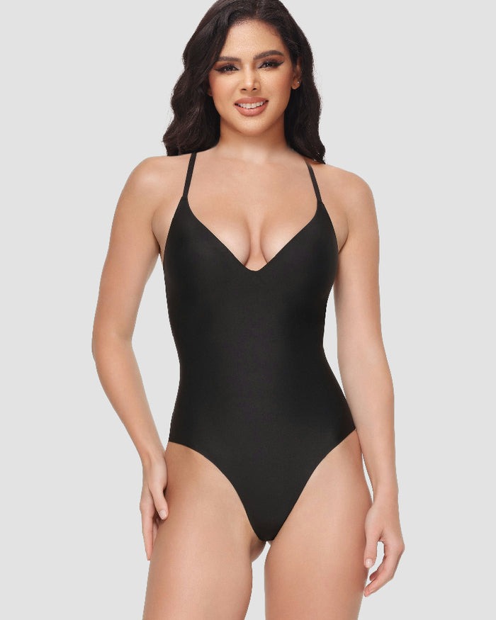 Cosy®| Body tanga push up liso sin costuras con escote en V profundo y moldeador corporal.