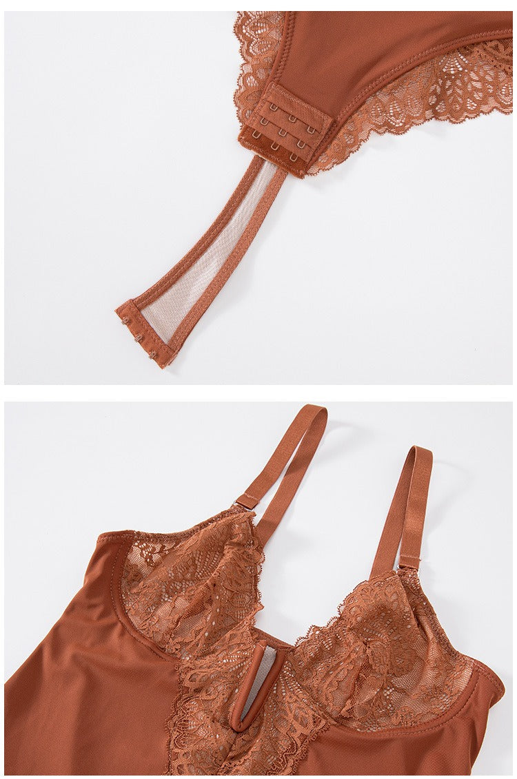 Divine® - Body tanga sexy de encaje con escote en V y espalda descubierta