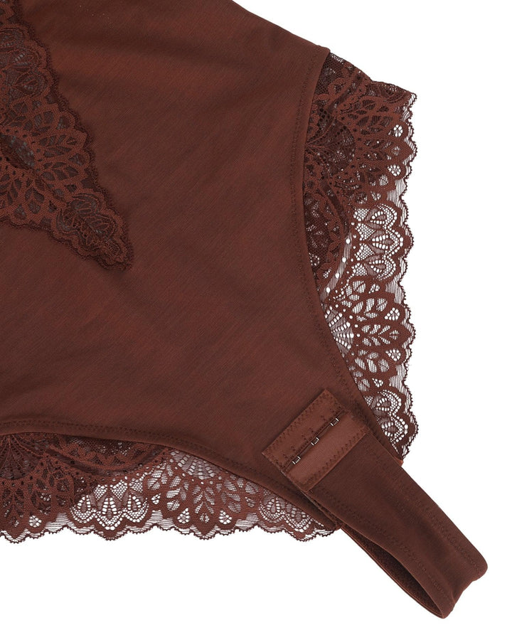 Divine® - Body tanga sexy de encaje con escote en V y espalda descubierta