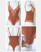 Divine® - Body tanga sexy de encaje con escote en V y espalda descubierta