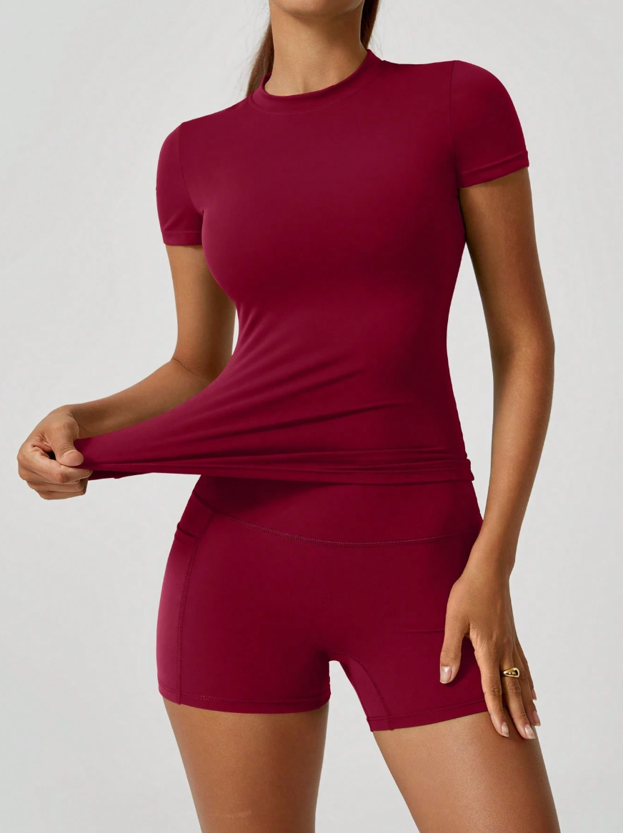 CONJUNTO CASUAL FLEX CON BOLSILLO Rojo Vino