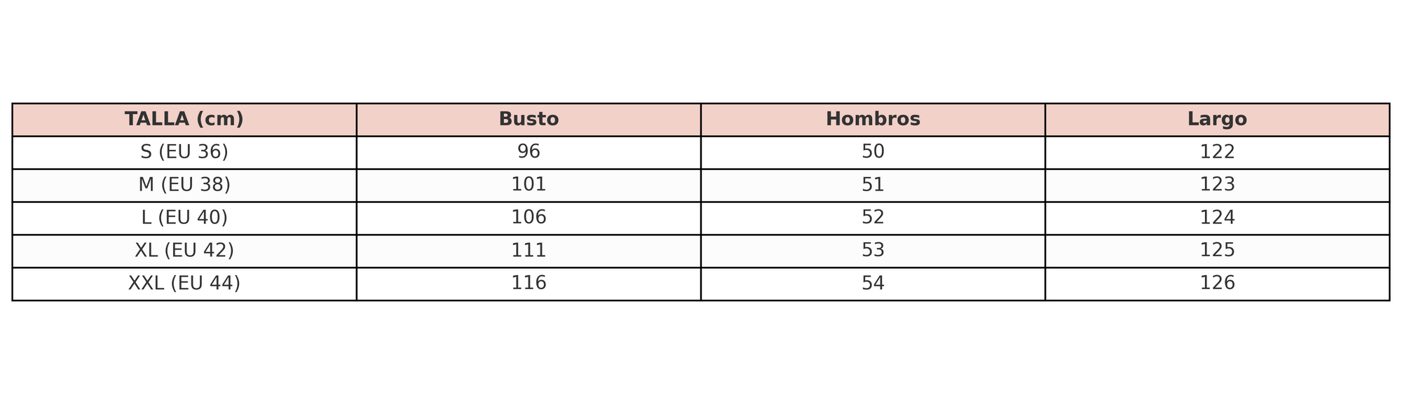 Guía de tallas — Sheila | Vestido largo