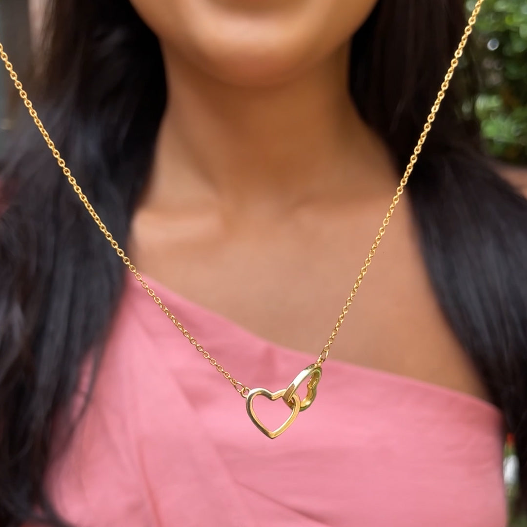 Collar Doble Corazón -Oso Amoroso
