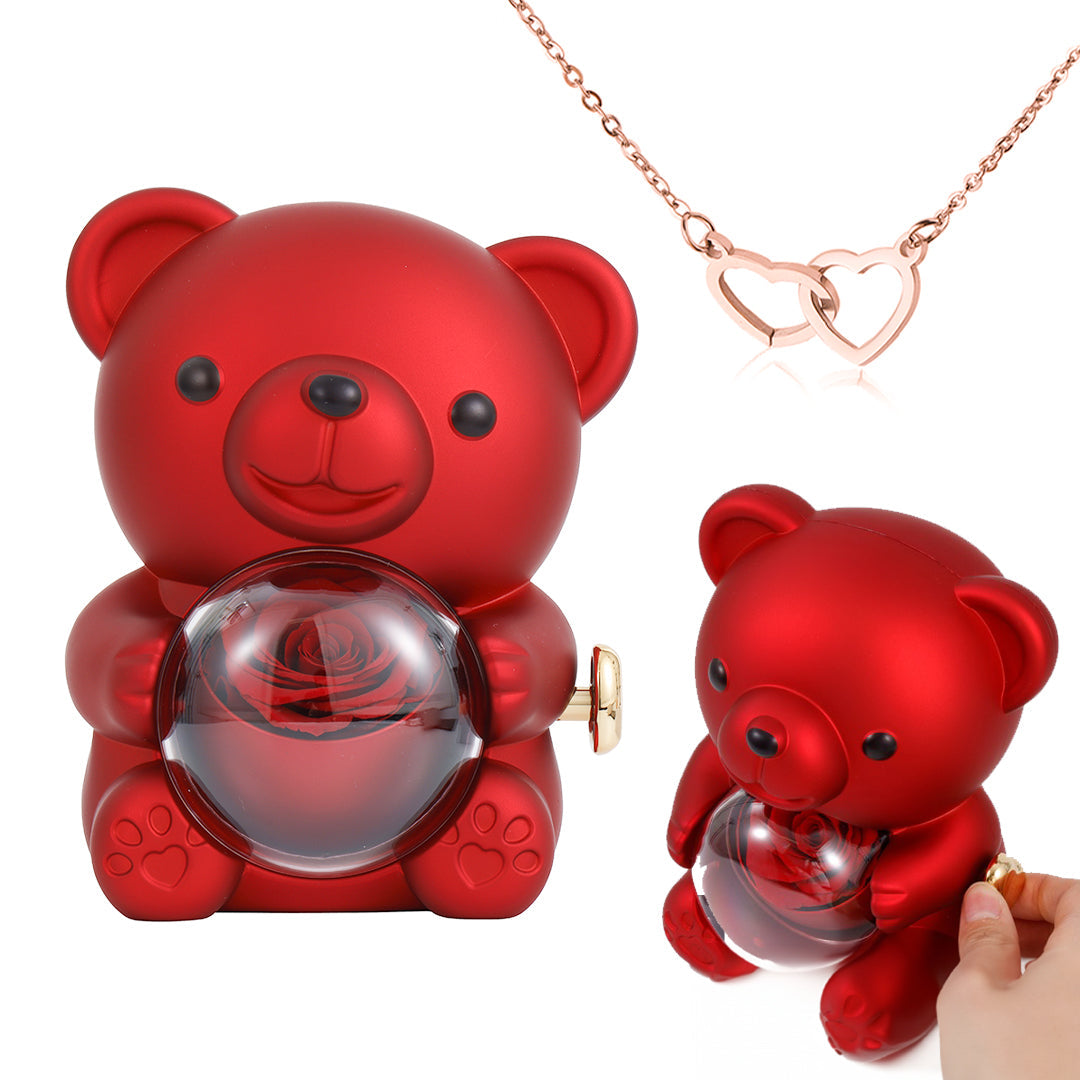 Collar Doble Corazón -Oso Amoroso