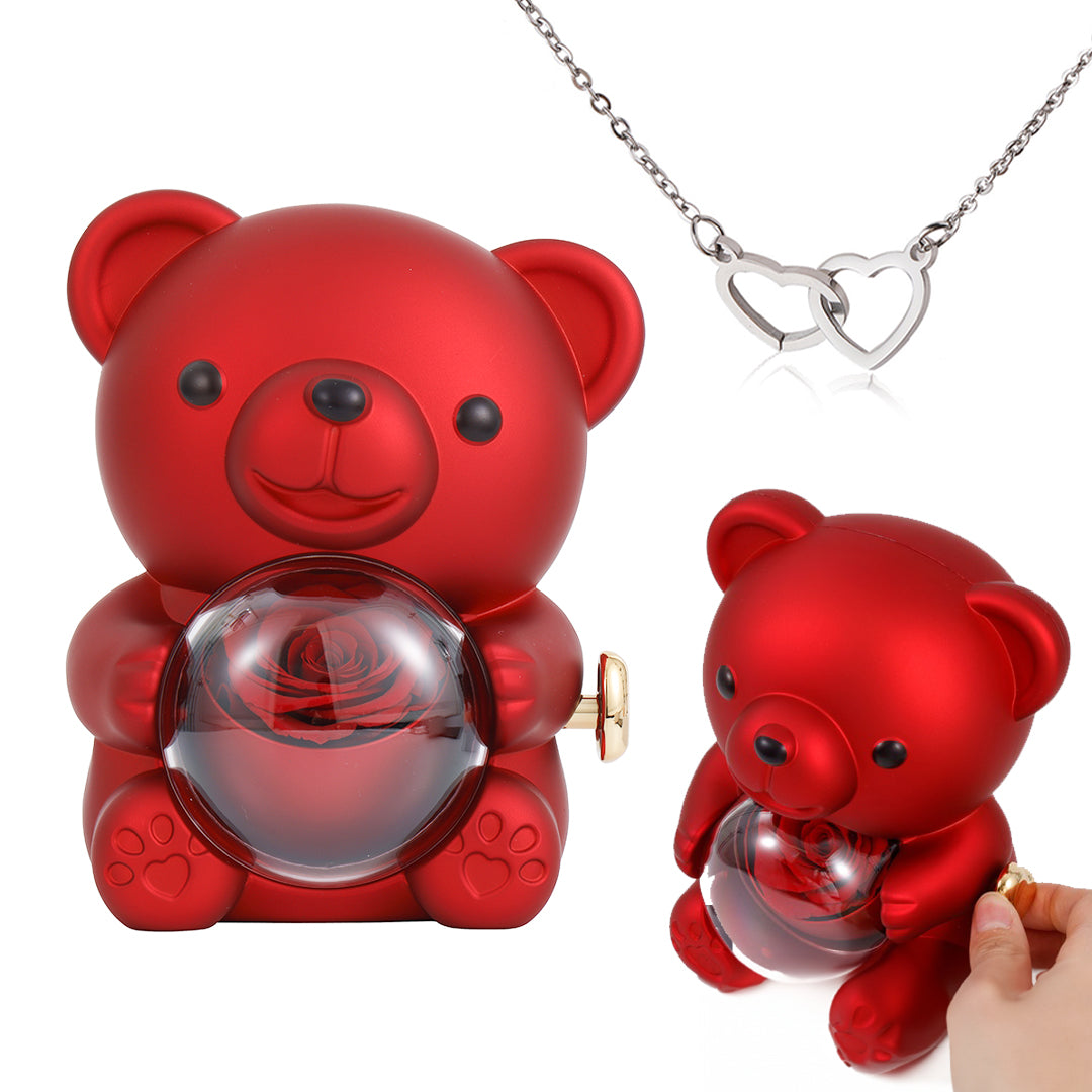 Collar Doble Corazón -Oso Amoroso