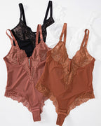 Divine® - Body tanga sexy de encaje con escote en V y espalda descubierta