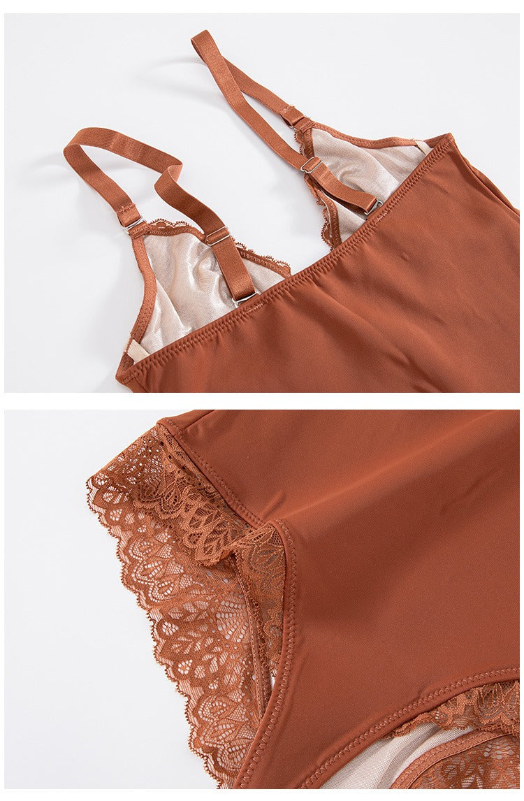 Divine® - Body tanga sexy de encaje con escote en V y espalda descubierta