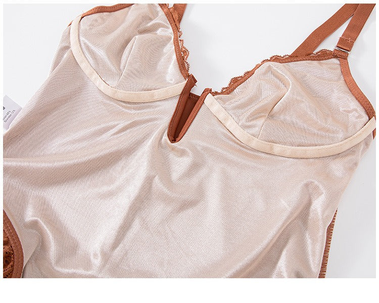 Divine® - Body tanga sexy de encaje con escote en V y espalda descubierta