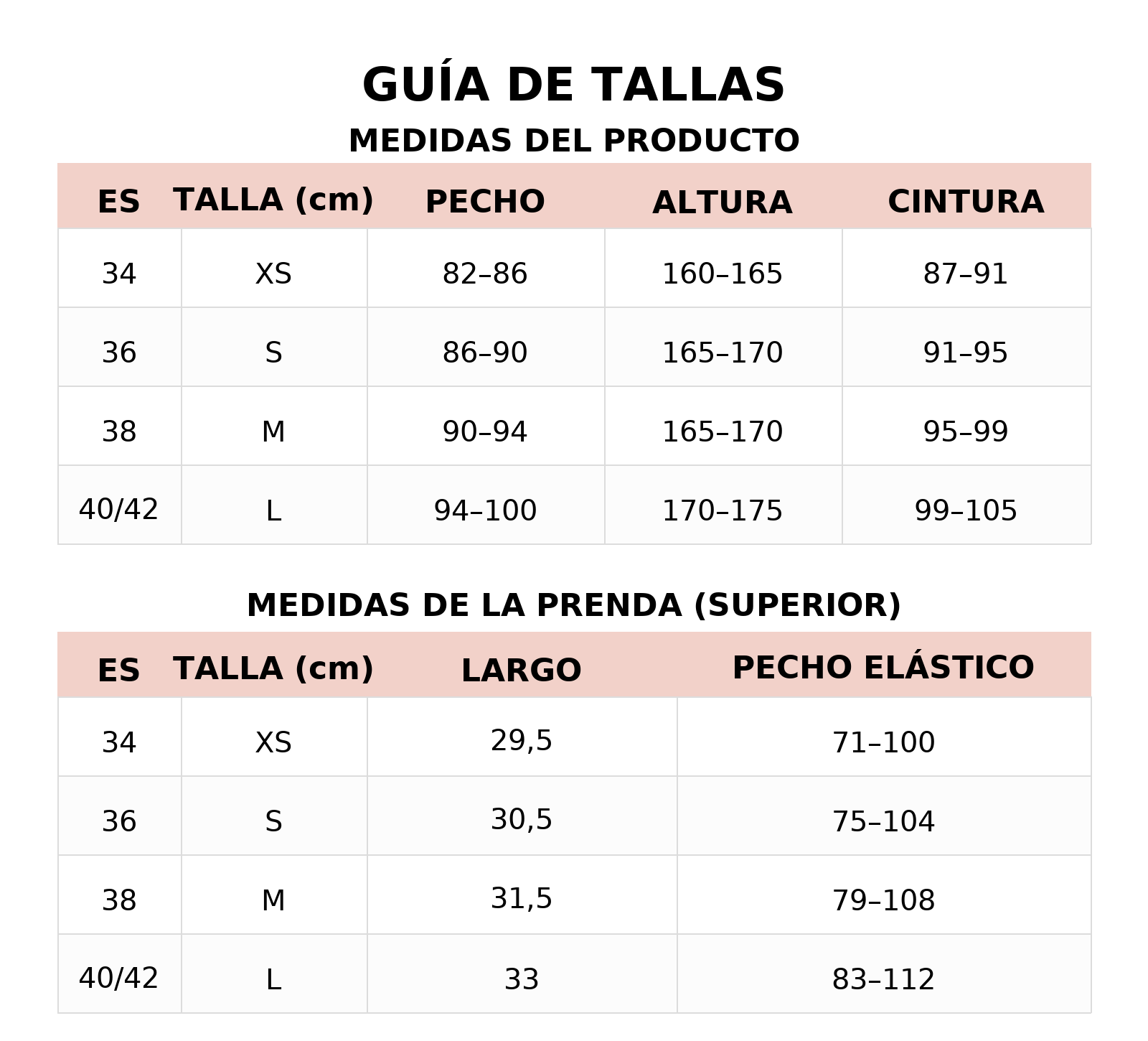 Guía de tallas — CONJUNTO PUSH-UP SPORTELLA